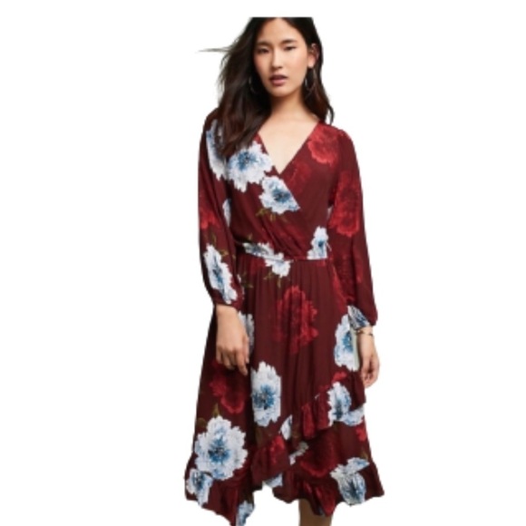 Tracy Reese Aleah Red Floral Midi Dress for Anthropologie XXSP - Picture 1 of 8